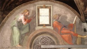 Michelangelo Buonarroti, Gli antenati di Cristo: Naasson e la moglie, 1511-12 ca., affresco, Cappella Sistina, Musei Vaticani